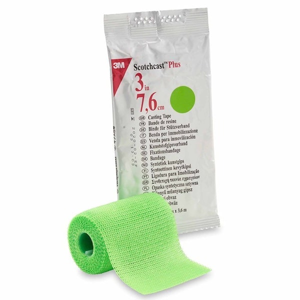3M Scotchcast Cast Tape 3 Inch X 12 Foot Fiberglass / Resin Bright Green, 82003V - main
